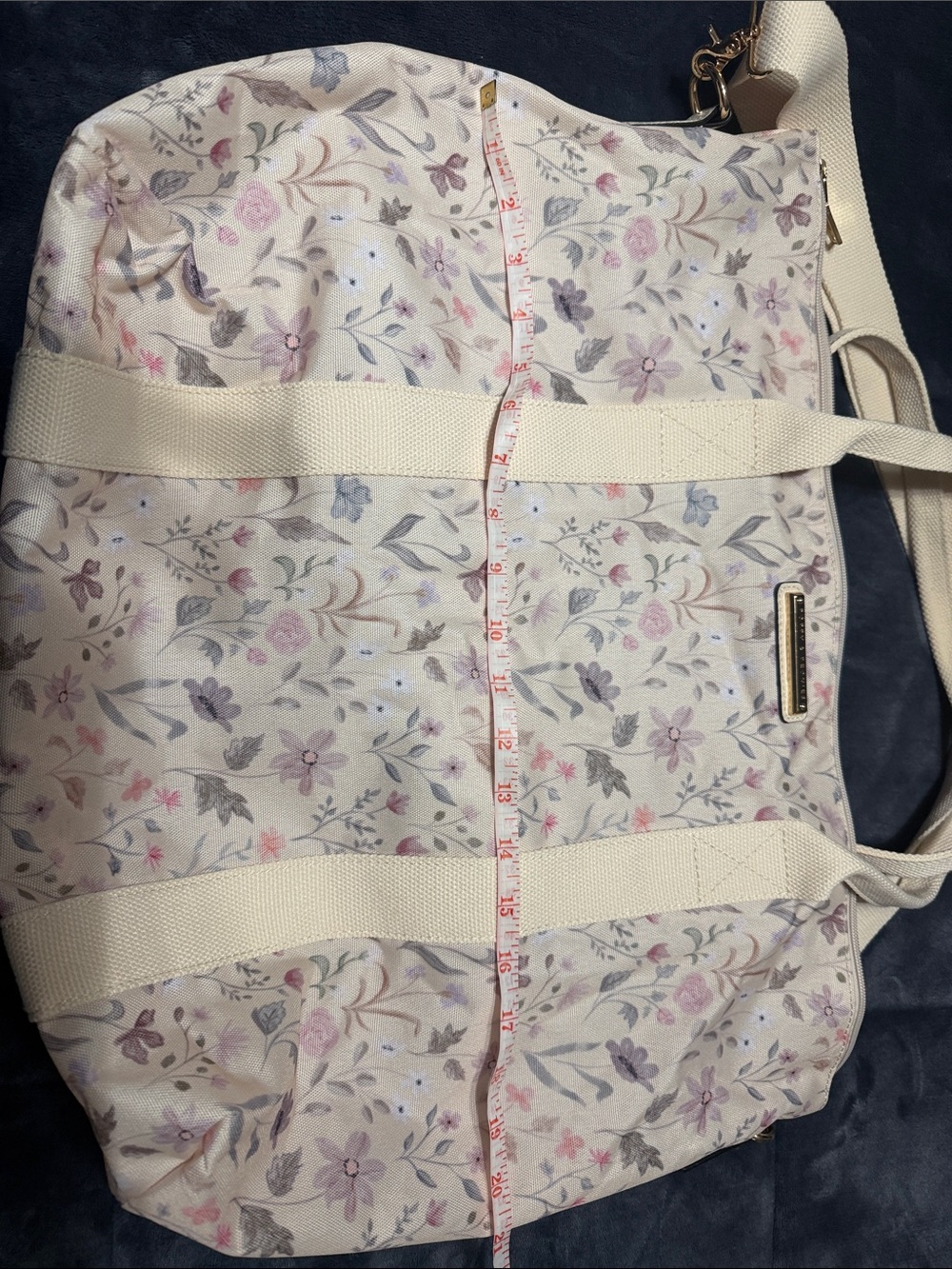 Poppy & Peonies Floral Canvas Tote - Cream with Pastel Flowers - Picture 7 of 10